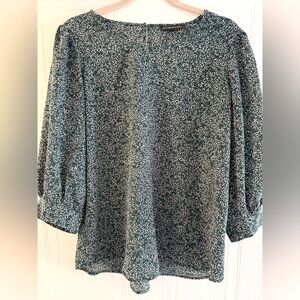 Adrianna Papell Teal and White Blouse